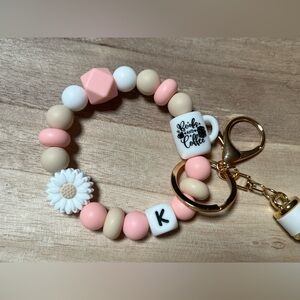 Books and coffee keychain bracelet sunflower car keys